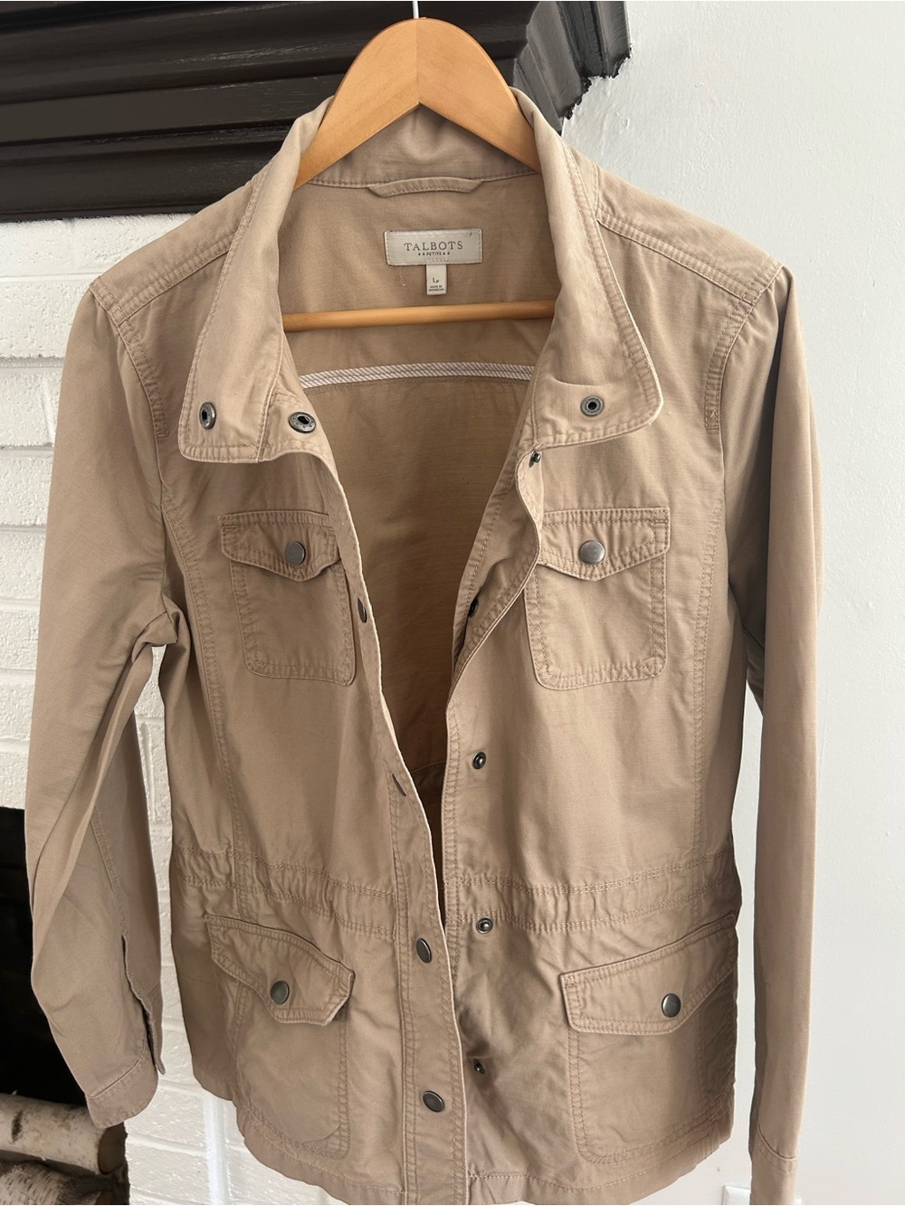 Talbots Khaki Utility Jacket with Snap Front